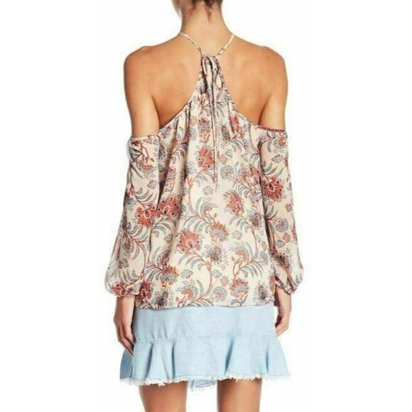 BB DAKOTA Women Beige Briella Floral Halter Top XS - Picture 2 of 7